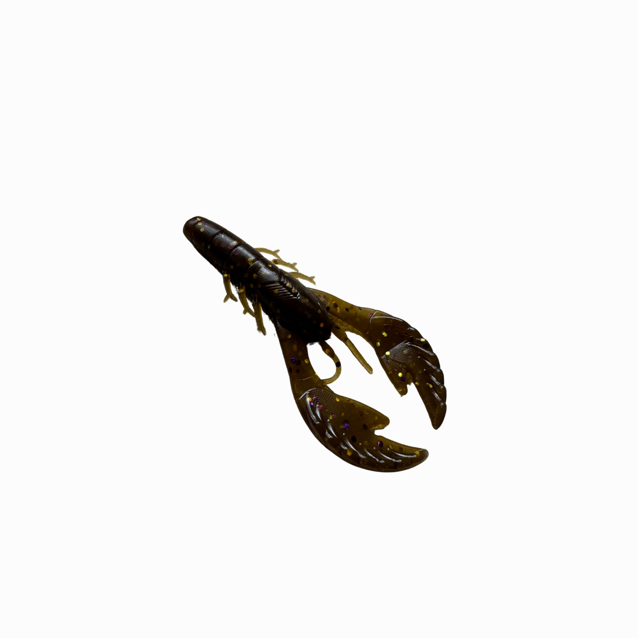 3.4-inch Crawfish Bait used for bass fishing, featuring a realistic crawfish design with pincers and segmented body to attract bass.