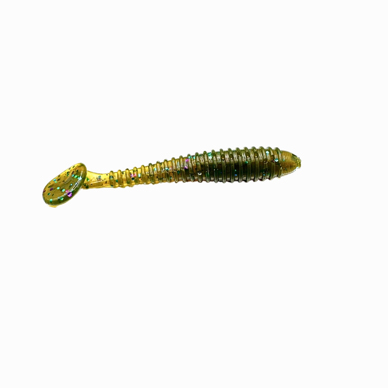 3.5" ribbed shad used for bass and walleye fishing
