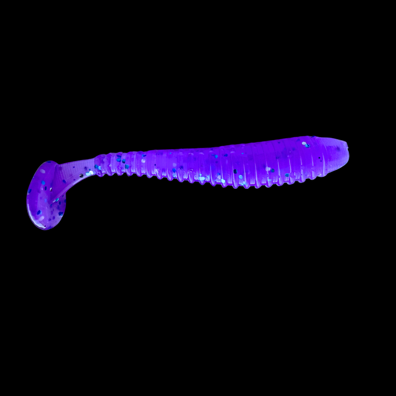 3.5" ribbed shad used for bass and walleye fishing