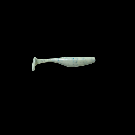 Swimbait White used for bass fishing, featuring a lifelike fish design with a paddle tail for realistic swimming action to attract bass.